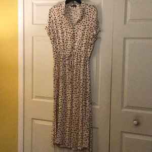 This is a midi dress with cinched waist size 12.
